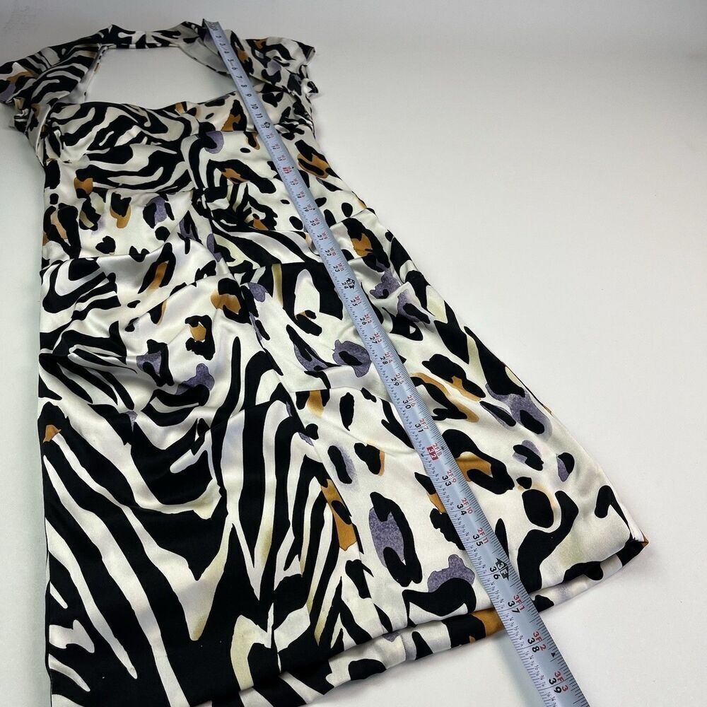 90s Cache Silk Cheetah Leopard Dress 4 Bodycon Animal Cocktail Party - Picture 10 of 14